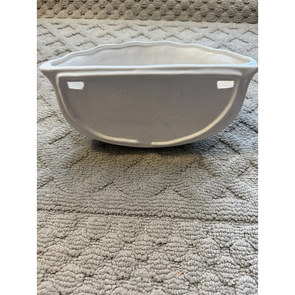 Vintage Off White Wall Pocket Planter With Embossed Grape Pattern